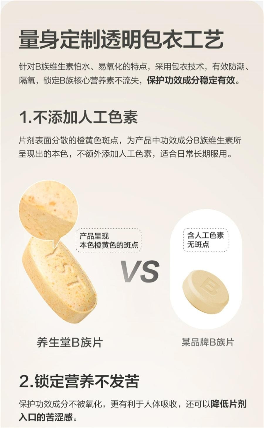 【中国直邮】 养生堂 维生素b族复合维生素vb片b1b2b6b12叶酸搭vc 120片/罐