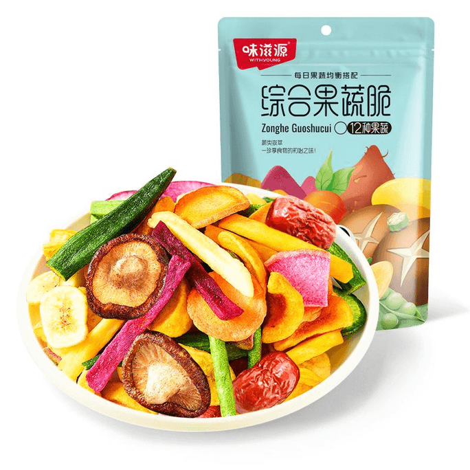 [중국발 다이렉트 메일] 웨이즈위안 종합 과일 야채 크리스프 12종 건야채 및 건과일 대형 봉지 혼합 버섯 오크라 100g*1봉