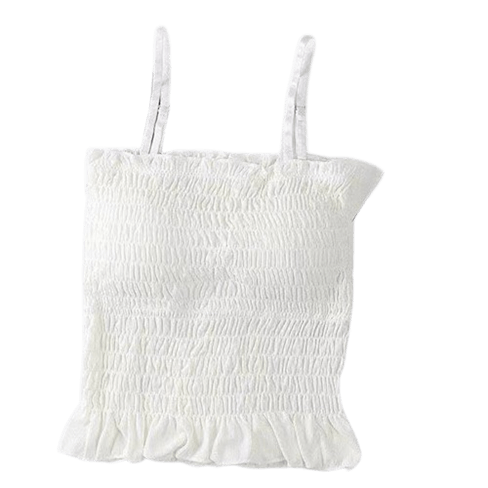 【中國直郵】爪哇島 夏季新款網紅美背抹胸百褶背心 帶胸墊外穿內搭吊帶(長款白色)均碼80-130斤