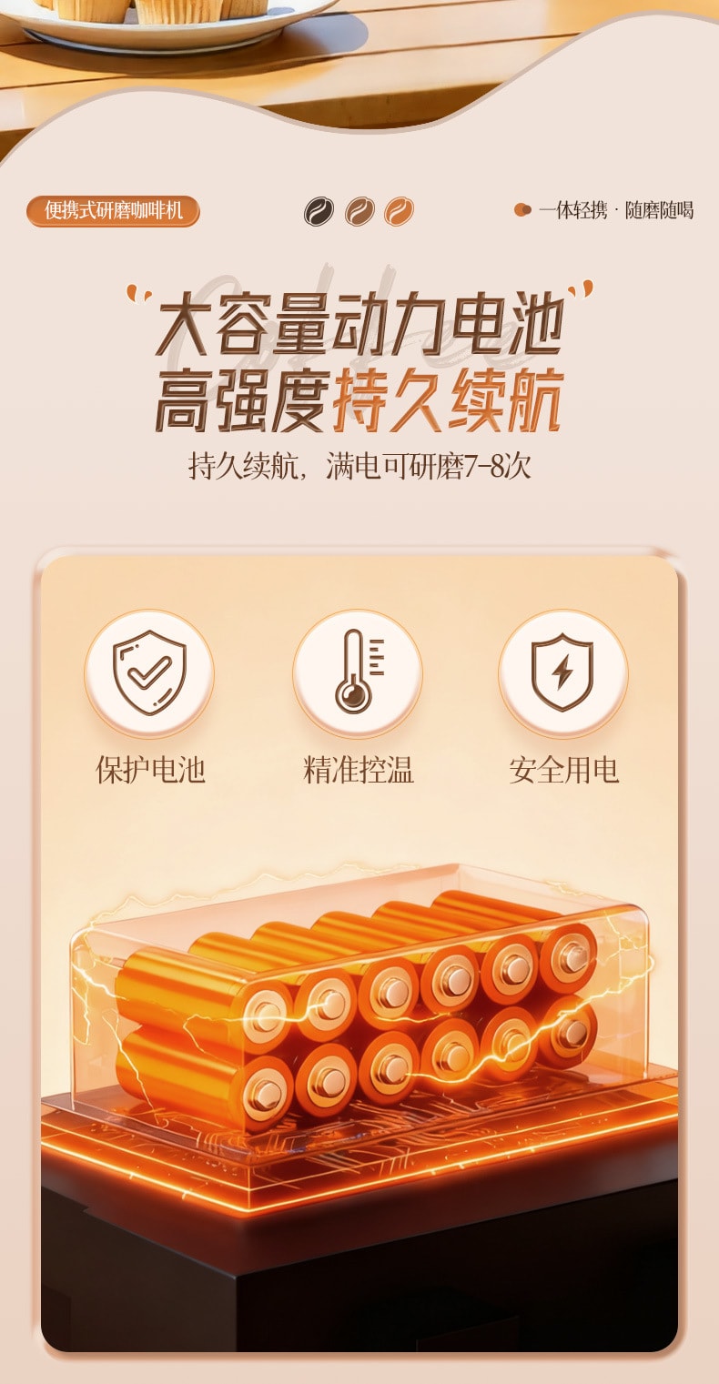 力好佳 户外便携USB充电咖啡研磨机冲泡一体咖啡机无线加热 1 把
