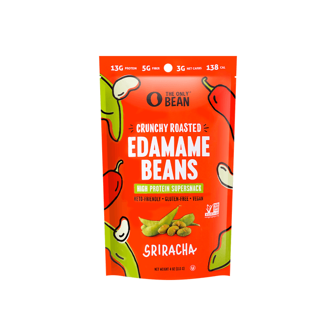 Crunchy Roasted Edamame Beans - Sriracha Flavor, High Protein Snack, 4oz