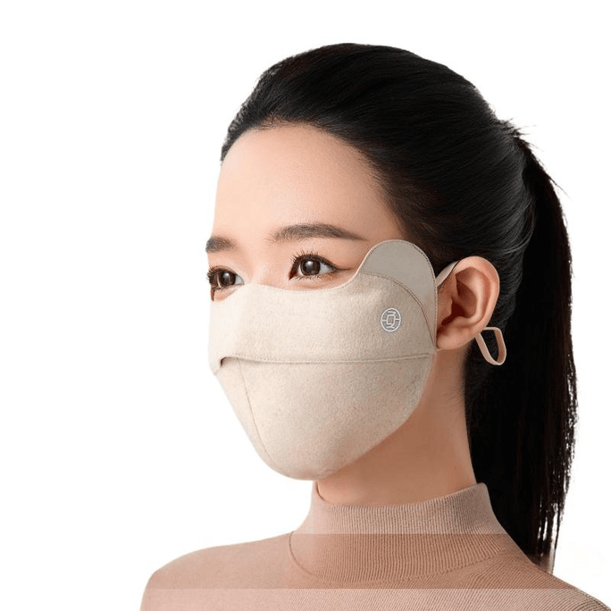 【中国直送】Xia Qin 日焼け止めマスク シルク UVカット レディース フェイスマスク 冬暖か 温かみのあるアプリコットベージュ ソフトエッジ 23.5*13.5cm