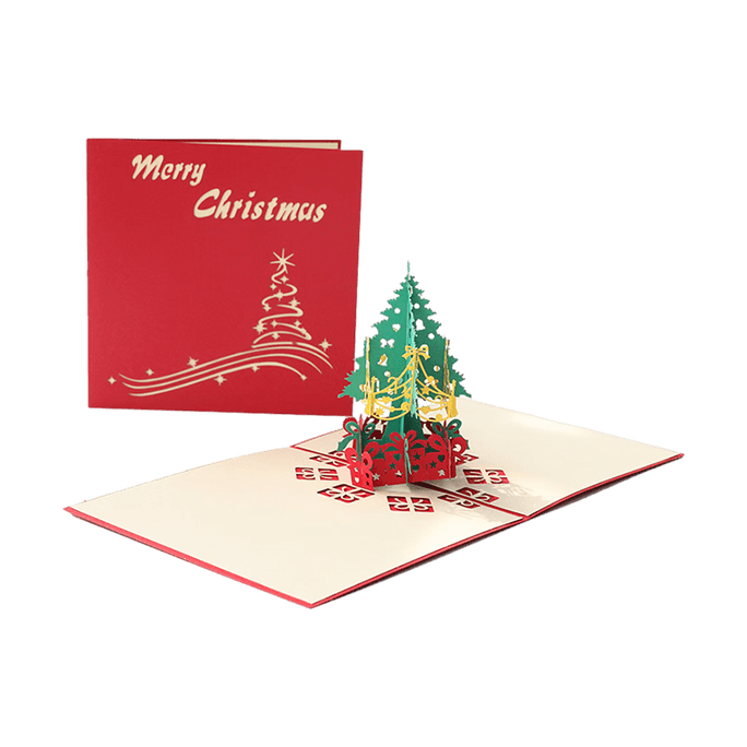 3D クリスマス ツリー グリーティング カード 1 枚