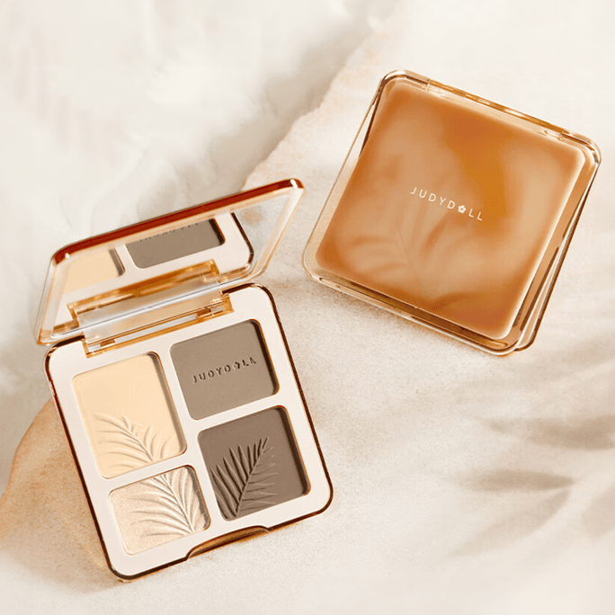 JUDYDOLL橘朵 高光修容盘综合盘 哑光高光提亮 面部阴影鼻影 新手自然 9g #02 树影盘 暖棕灰 香槟水光 米白哑光 暖黄调/自然肤色
