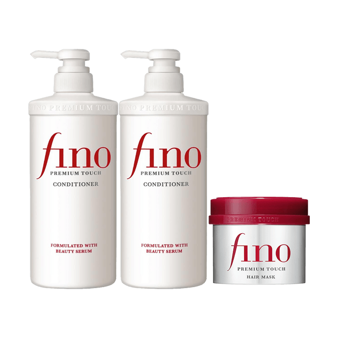 Fino Shampoo 500ml | Conditioner 500ml | Hair mask 230g - for Damaged Care Deeply Nourish【Value Pack】