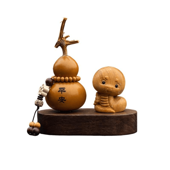 【中国直邮】 贝选优品 天然崖柏木十二生肖汽车摆件葫芦装饰香薰高档中式小礼物蛇 约81g