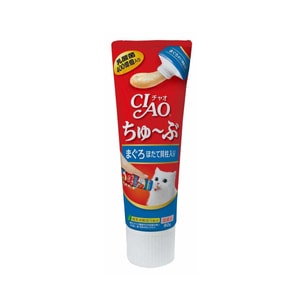 【日本直送】CIAO キャットトリーツ ちゅるミートピューレ トリーツ プロバイオティクス 栄養ペースト ツナ＆ホタテ 80g