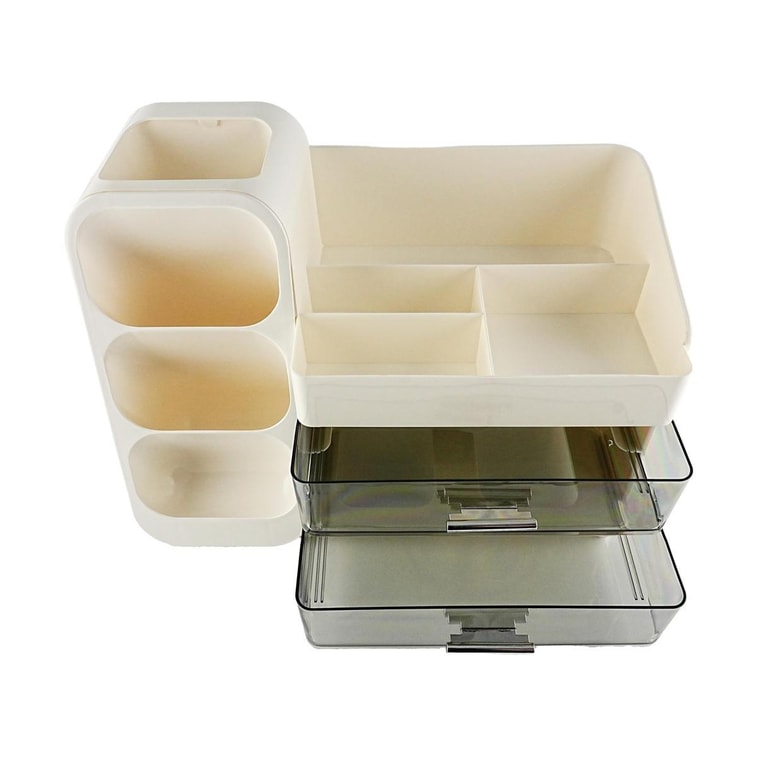 川岛屋 化妆品收纳架 多层整理 白色 梳妆台浴室 25×19×35cm 9