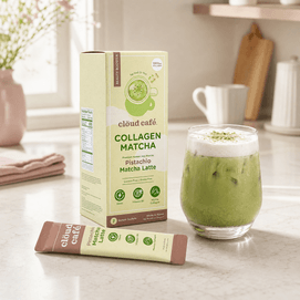 Pistachio Matcha Collagen Beauty Latte 7 Sachets - 1000mg Marine Collagen NMN Infused Instant Drink