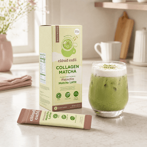 Pistachio Matcha Collagen Beauty Latte 7 Sachets - 1000mg Marine Collagen NMN Infused Instant Drink