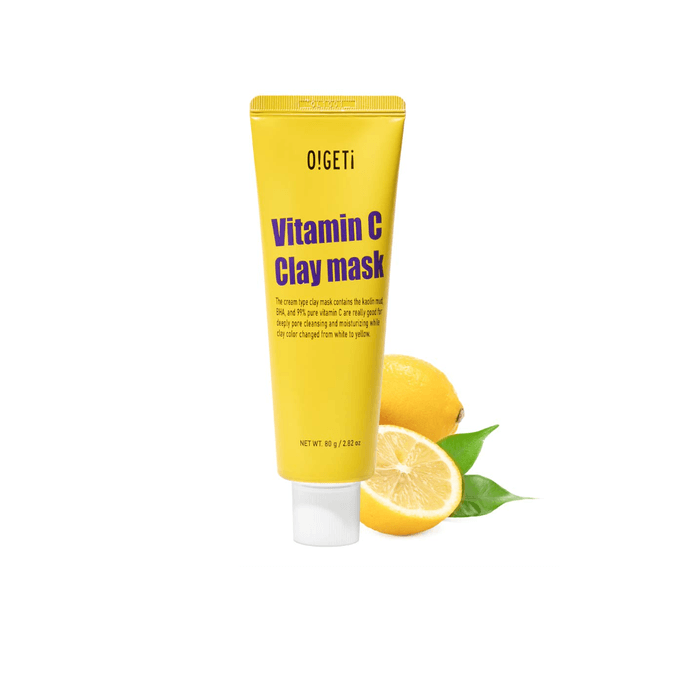 O!GETi Vitamin C Facial Clay Mask for Exfoliation and Pore Cleansing Removes Blackheads (80g)