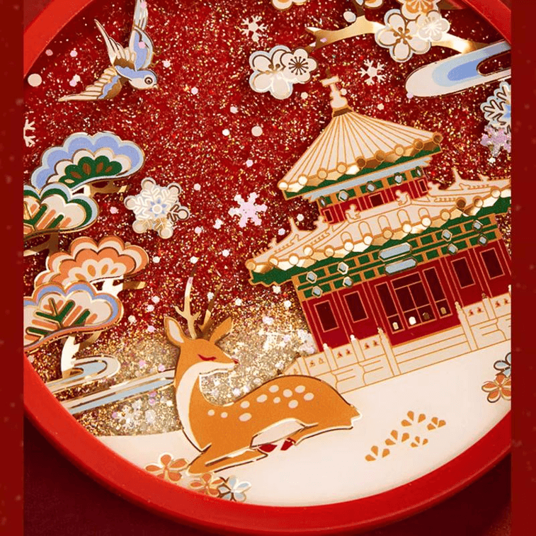 【中国直邮】 故宫淘宝 故宫雪硅胶杯垫隔热垫茶托博物馆文创伴手礼瑞鹿听雪10cm*1件 3