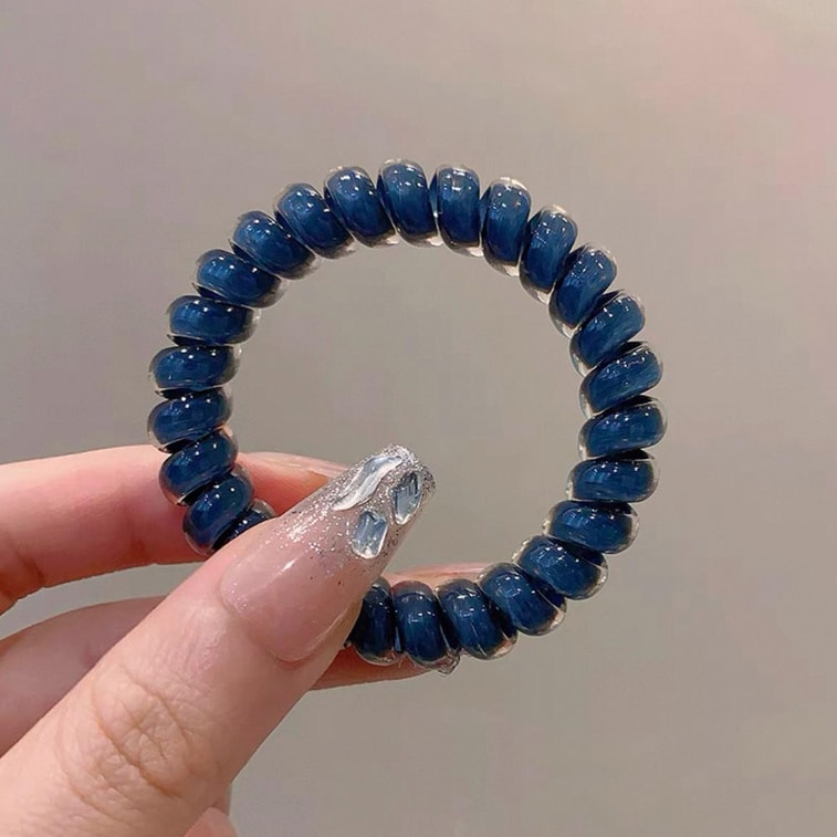 Cupid's Choice ゼリー電話コードヘアタイ（5個パック）、韓国スタイル、シンプルなハイポニーテールヘアタイ、ブラック伸縮性のあるスプリングヘアアクセサリー 4