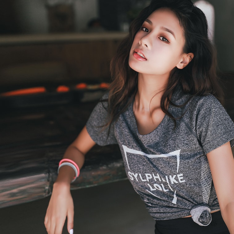 暴走的萝莉 圆领运动短袖女透气薄款夏 显瘦T恤速干跑步健身上衣/灰色#/M 5