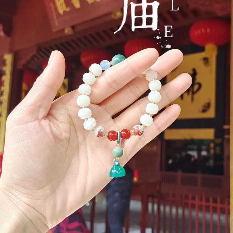 中国からの直送】法渓寺 蓮華 白翡翠 菩提ブレスレット カボチャ 幸運