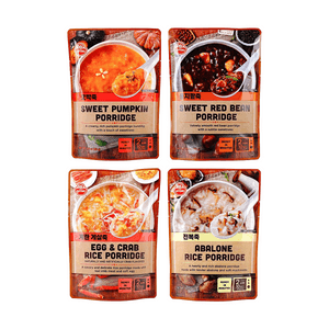 Rice Porridge, Sweet Pumpkin +Sweet Red Bean +Egg & Crab Rice +Abalone , 56.76 oz【4 Flavors Combo Packs】