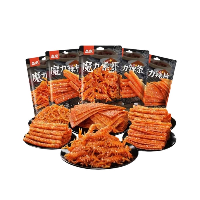  森吧 魔力辣条62g 5袋装 辣棒辣丝辣片5种口味混合麻辣宿舍童年怀旧零食 国货精品