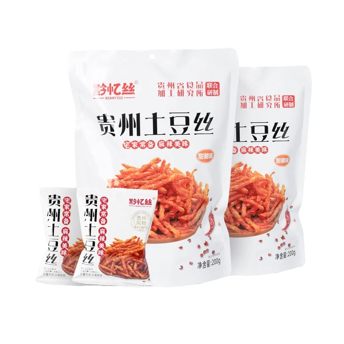 천이시 달콤매콤 감자튀김, 구이저우 특산 감자튀김, 캐주얼 인터넷 스타 간식 [200g*2팩]