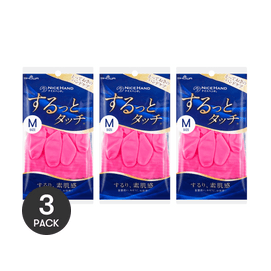 NICEHAND Smooth Touch Thin Vinyl Gloves Cleaning Gloves Pink Medium Size*3