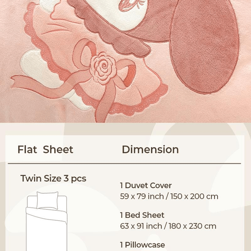 【中國直郵】 Lullabuy 花朵小美牛奶絨床上三件套 床品被套枕套-Twin