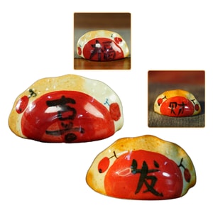 Jingdezhen Cultural and Creative Ceramic Dumpling Figurine Peace Joy Xiaoman Dumpling Decoration Joy Blessing & Wealth  Dumpling 1 Pair