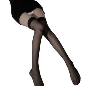 【中国直送】Guiruo つば広黒ストッキング オーバーニーソックス セクシーコントラストカラーニッチサイソックス 赤つば広