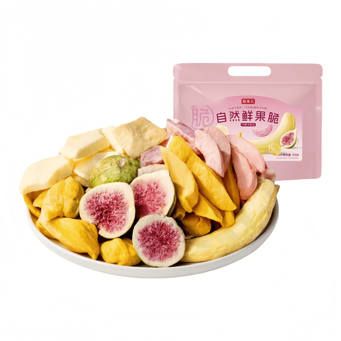 【中国直送】木果人【夏「軽やか」クールプラン】天然フレッシュフルーツクリスプ フリーズドライりんごといちじくミックスクリスプ 170g×1袋