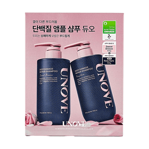 韓國UNOVE柔諾伊 深層損傷修護洗髮精雙瓶組 500g+500g 花果香柔順修護控油清爽 清新果香+玫瑰花香
