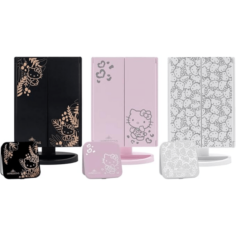 アメリカンインプレッション ドレッシングテーブル ハローキティ ライト付きメイクアップミラーセット - LEDライト付きコンパクトミラー 3