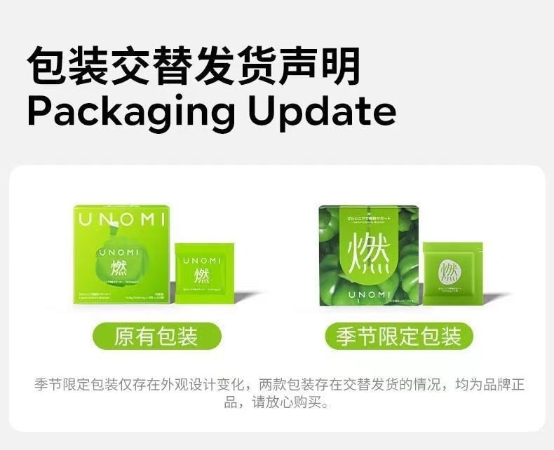 【中國直郵】 日本 UNOMI 燃藤黃素果熱控片 酵素碳水油阻斷劑片膳食纖維非白芸豆 20包/盒