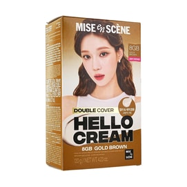 韓國MISE EN SCENE愛茉莉 美妝仙 HELLO CREAM 雙重遮蓋染髮霜 奶油雙效染髮劑染髮膏 遮白發布丁頭 #8GB 金棕色 120g