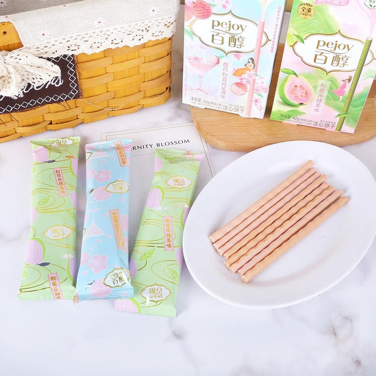 GLICO.CN Pejoy Cookie Sticks ,Sakura Pink Lychee Cocktail Flavor