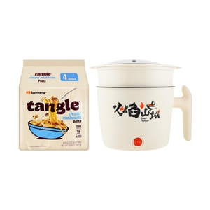 [Combo] Tangle Creamy Mushroom Pasta Multi , 3.7 oz *4 Bags + Multifunction Steam & Cooking Pot 18cm Colors May Vary