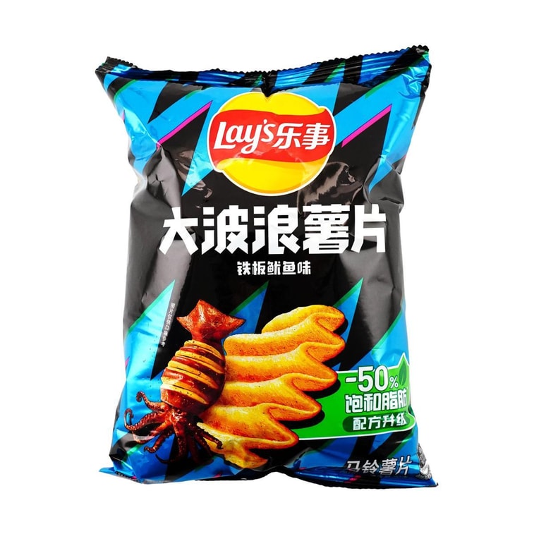 大陆版LAY'S乐事 大波浪薯片 铁板鱿鱼味 袋装 70g 包装随机发 7