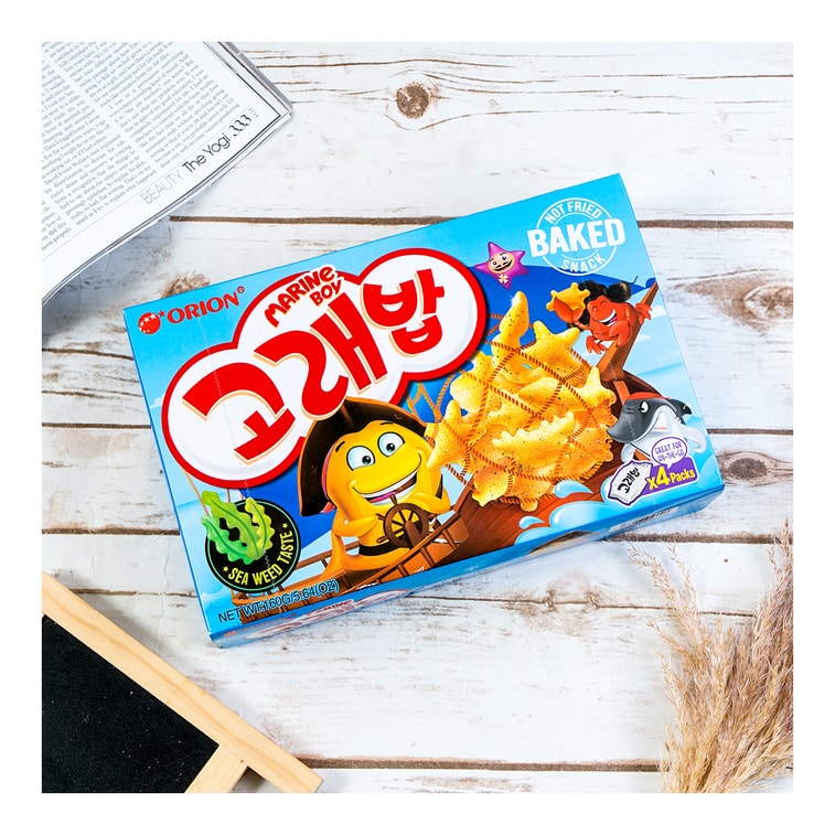 Baked Marine Boy Sea Creatures Shaped Snack ,Seaweed Flavor Crackers, 4 Pack, 5.64 oz [ Blackpink Jennie's Pick ] 8