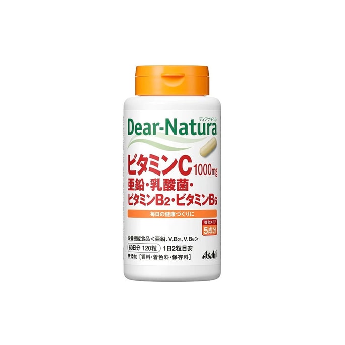 ASAHI Dear Natura Supplement (Vitamin C Zinc Lactic Acid Vitamin B2 Vitamin B6) 60-day supply 120 Capsules 