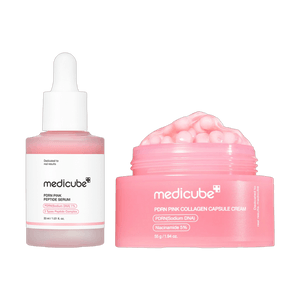 韩国MEDICUBE美蒂秋芙 PDRN粉色胶原蛋白胶囊面霜 55g + PDRN粉红胜肽精华 30ml 美白保湿淡斑 提亮通透 敏感肌可用【超值装】