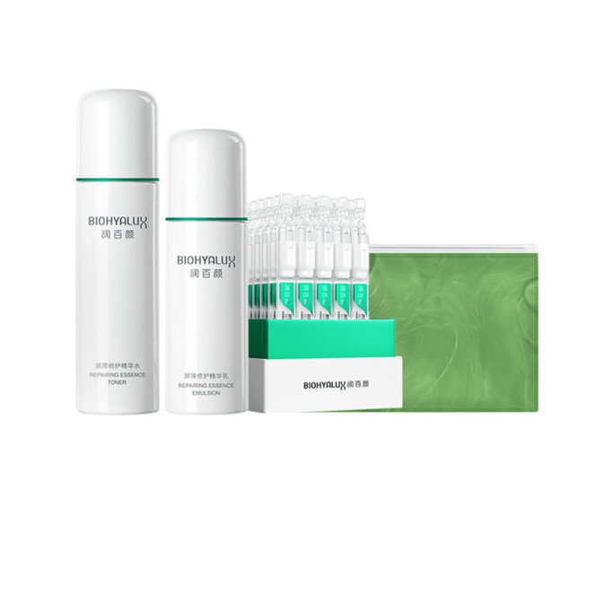 Repair Cica & HA Skincare Set | Soothing Lotion 120ml + Emulsion 100ml + 30 Ampoules, Strengthens Sensitive Skin