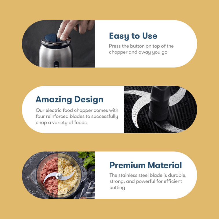 BEAR小熊 家用绞肉机 小型电动不锈钢切碎机 多功能全自动搅拌机碎肉蒜蓉料理机 辅食机 QSJ-C03L1 北美电压110V 15