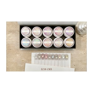 【中国直邮】 樱禾nail 【四季猫眼 C系列】 爆闪猫眼胶指甲油套装 共40色甲油胶  C01-10 (裸透细闪色系10色)美甲色胶5g *10瓶套装