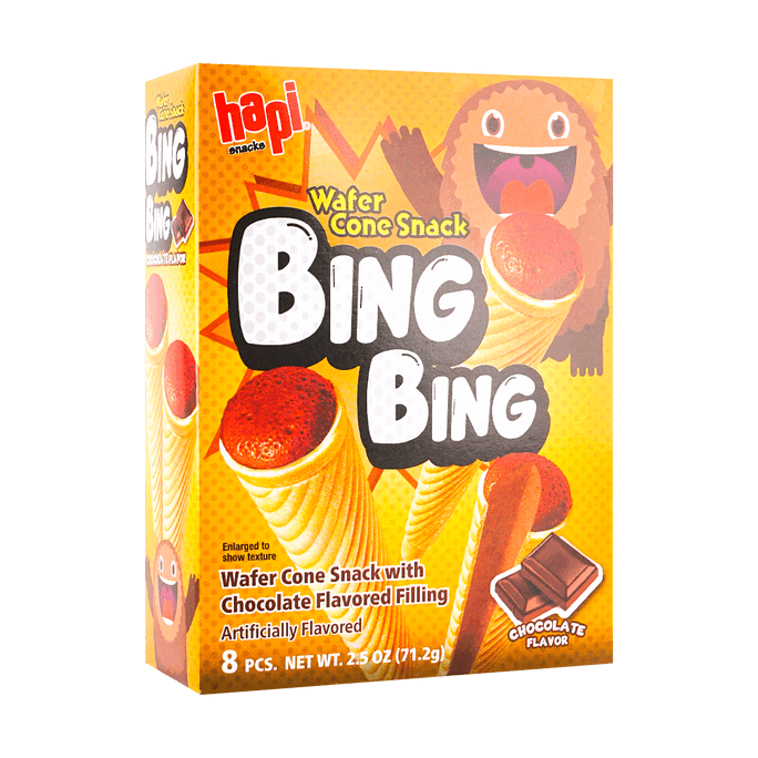Bing Bing Crispy Ice Cream Cone Snack with Chocolate Filling 8pcs 71.2g