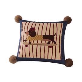 【中国直邮】 HSPM 新款卡通百搭腊肠小狗客厅沙发抱枕腰枕 抱枕套 蓝底红条纹滑板腊肠狗【正方形】45*45 1个装