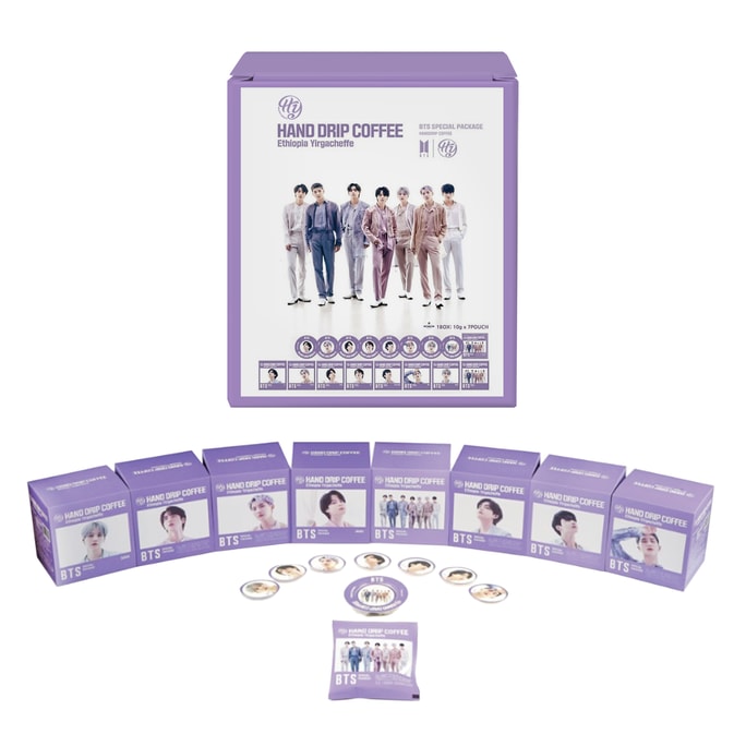 한국 Kproduct4u BTS 손으로 만든 에티오피아 예르가셰프 커피 풀세트 7개 x 8박스