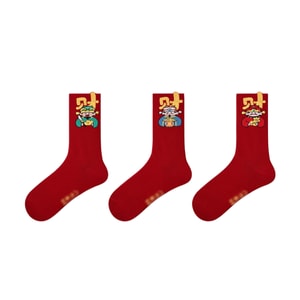Year of the Horse Red Socks 2026 Zodiac 本命年 Socks Women's New Year Mid Calf Socks Wealth From All Sides F 3 Pairs