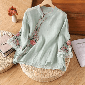 Chinese Style Embroidered Frog Button Waistcoat Vest Green Black