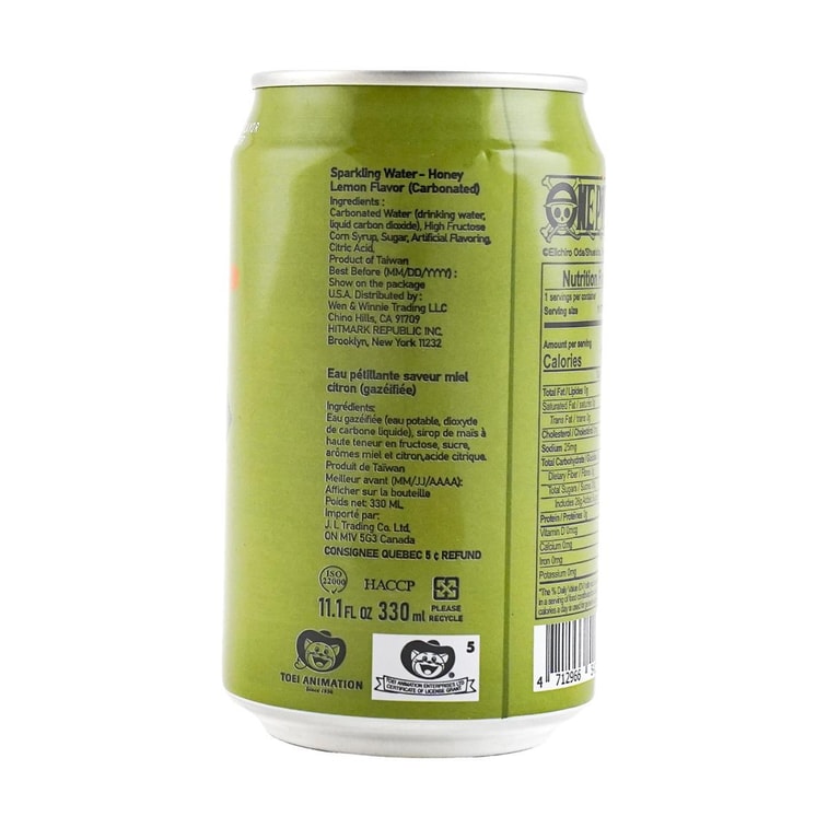 One Piece Zorro Sparkling Water Honey Lemon Flavor, 11.15 fl oz 7