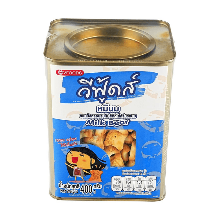 泰國VFOODS 牛奶味小熊餅乾 罐裝 400g【泰國超人氣零食伴手禮】 4