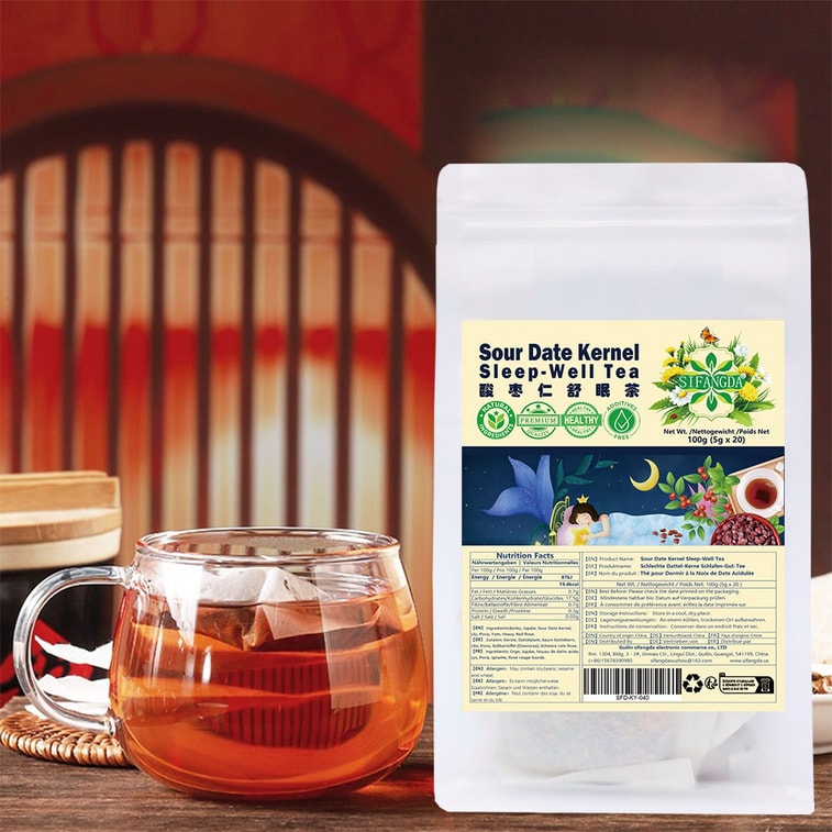 【Expédition directe du Canada】 Sifanda Boisson apaisante aux graines de jujube 100g (5g×20p) Graines de jujube, Poria cocos, Polygonatum, Lys Thé bonne nuit, boisson à infuser au quotidien, indispensable au bureau, cadeau de fête Moment de bonne nuit, une tasse suffit 8