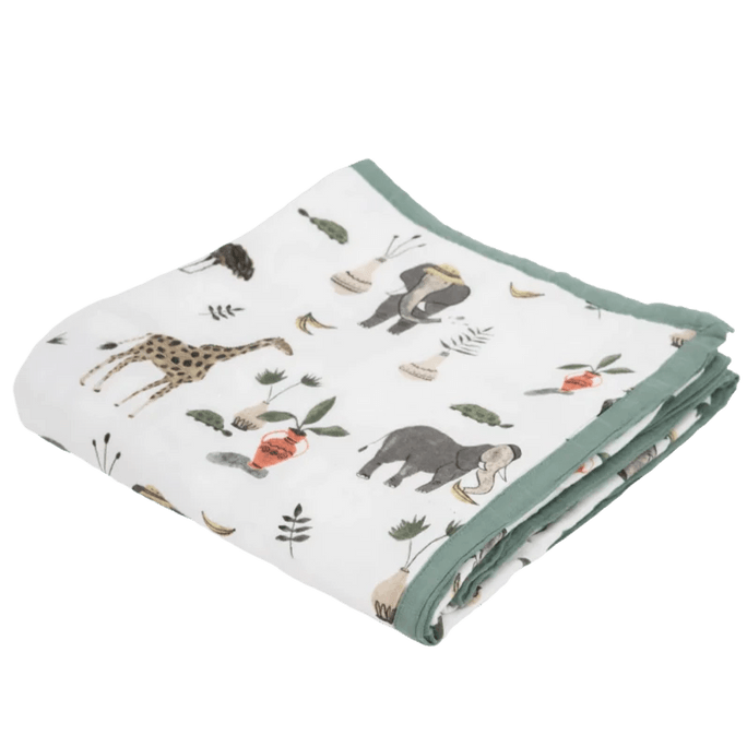 美国 MOM LOVES ME 小独角兽原创豪华棉纱被 - 野生动物社交 2 中号 47英寸  47英寸