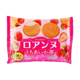 日本BOURBON波路梦 ROANNE 法式薄脆煎饼 夹心饼干 草莓味 16枚 113.6g